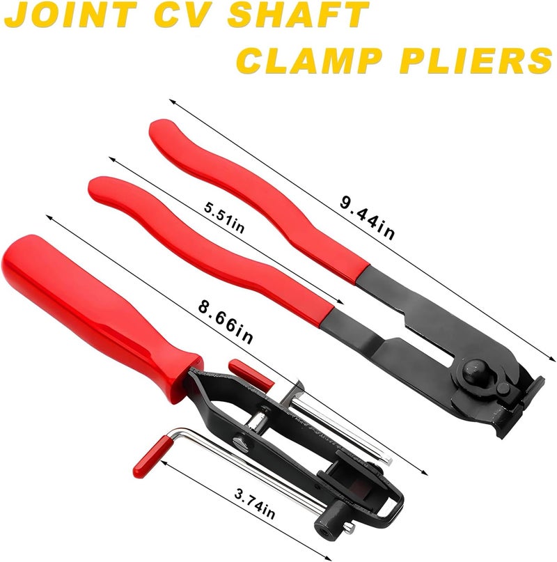 BWBWND 2 PCS CV Joint Boot Clamp Pliers, Heavy Duty CV Joint Ear Clamp Banding Tool Kit for Vacuum Hoses Clamping, Automotive Hose Axle Boot Crimp Pliers Set for Most Cars ATV UTV - Image 2